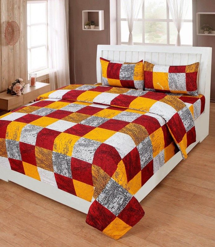 Vaastu Furnishings 144 TC Polycotton Queen 3D Printed Flat Bedsheet  (Pack of 1, Multicolor)