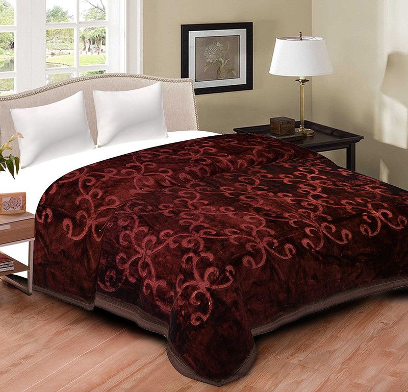 SVT Self Design Single Mink Blanket for Mild Winter  (Polyester, COFFEE)