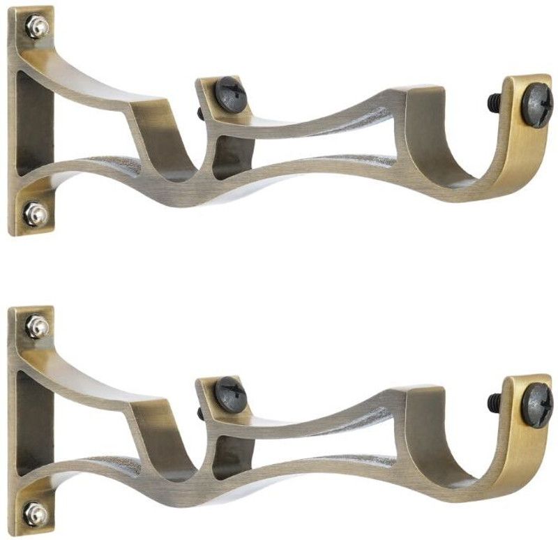 krina Brown Rod Rail Bracket, Curtain Knobs Metal  (Pack of 2)
