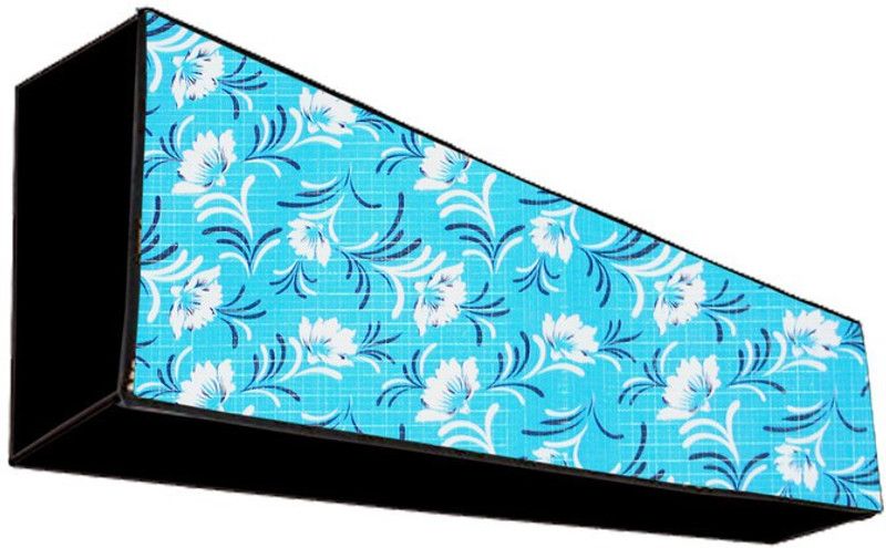 SAVEIT Air Conditioner Cover  (Width: 34 cm, Sky Blue, White)