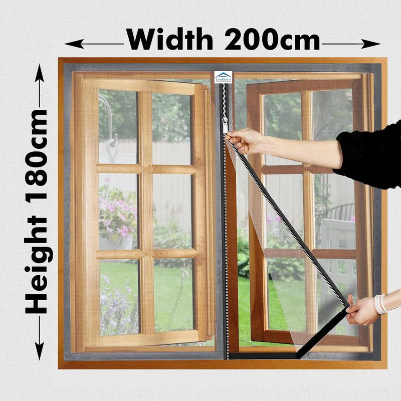 Lifekrafts Fibre Adults Washable 120 GSM Fiberglass Premium Edition Zipper Window Mosquito Net  (White-- H180*W200 cms, Frame Hung)