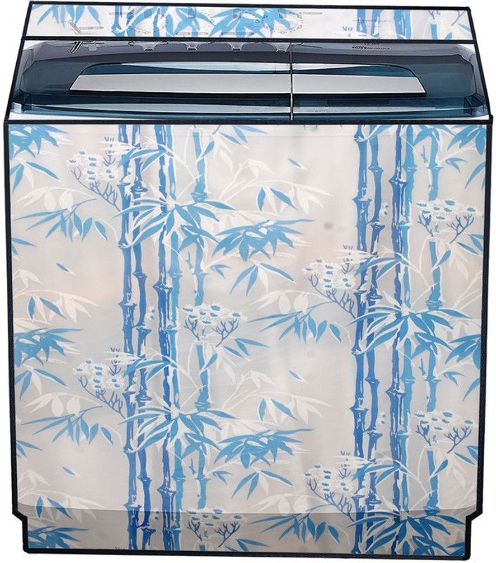 Nitasha Semi-Automatic Washing Machine Cover  (Width: 87 cm, White, Blue)