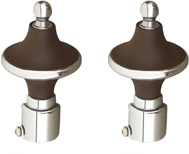 Crezx Brown, Silver Rod Rail Bracket, Curtain Knobs, Curtain Hooks Metal  (Pack of 2)