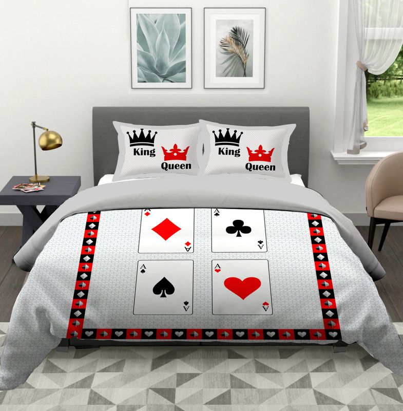 METRO LIVING 104 TC Cotton Double Printed Flat Bedsheet  (Pack of 1, Red)