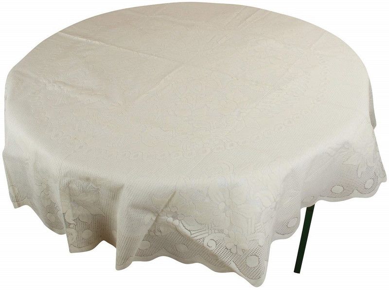 TANLOOMS Floral 4 Seater Table Cover  (Cream, Cotton)
