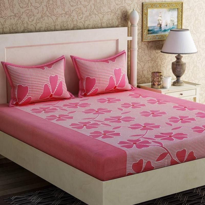 Ms Nakho 104 TC Microfiber Double 3D Printed Flat Bedsheet  (Pack of 3, Multicolor)