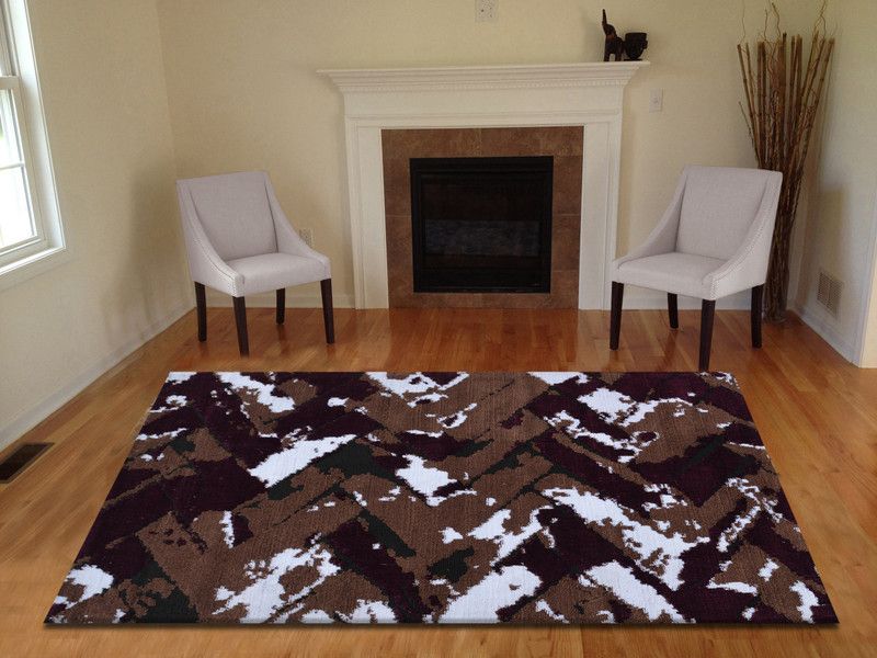 FURNISHINGLAND Purple, White, Brown Polyester Area Rug  (91 cm, X 153 cm, Rectangle)