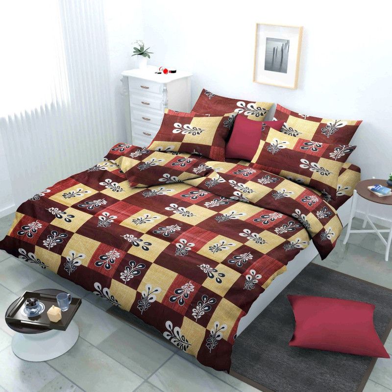 Shreejee 200 TC Polycotton Double Floral Flat Bedsheet  (Pack of 1, Brown)