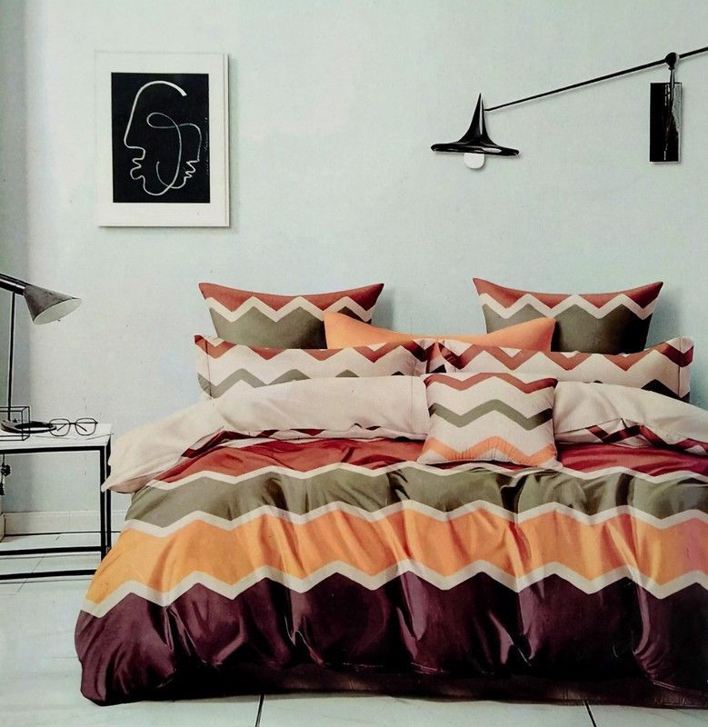 CEERAT CREATIONS 120 TC Microfiber Double Abstract Flat Bedsheet  (Pack of 1, Multicolor)