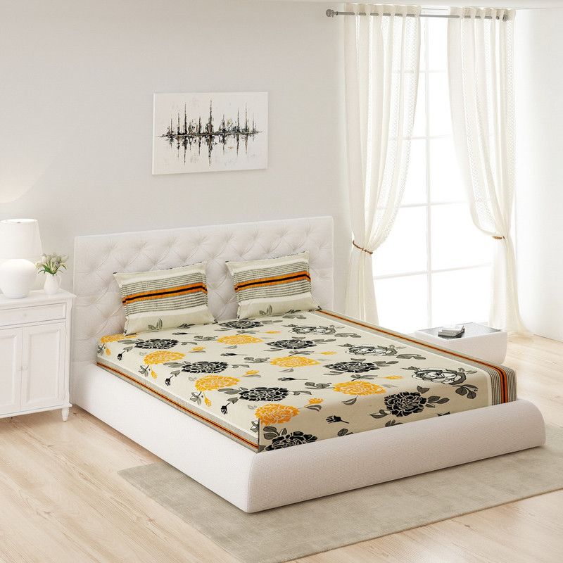 MONTE CARLO 160 TC Microfiber Double Abstract Flat Bedsheet  (Pack of 1, Multicolor)