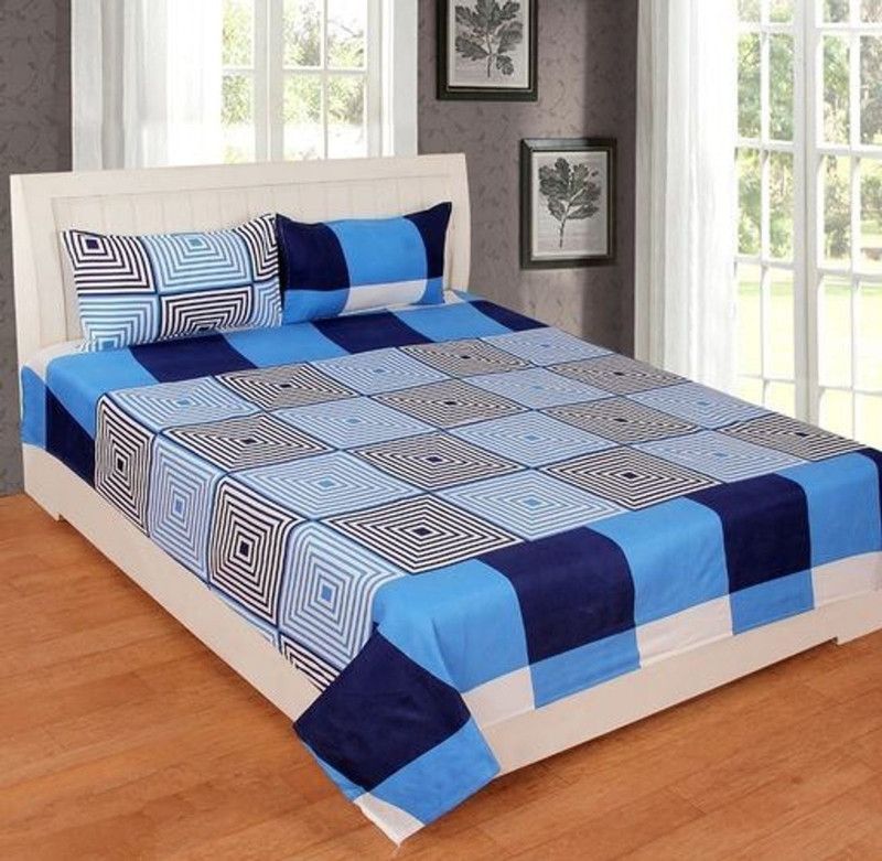 Navgun 160 TC Polycotton Queen Printed Flat Bedsheet  (Pack of 1, Multicolor)