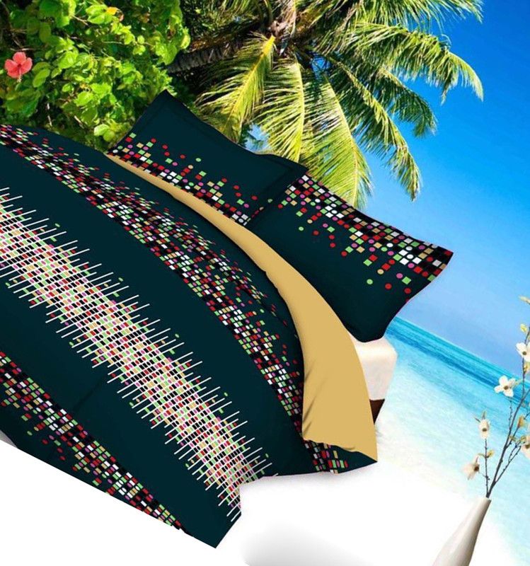 Kingly Home 140 TC Polyester Queen Floral Flat Bedsheet  (Pack of 1, Blue)