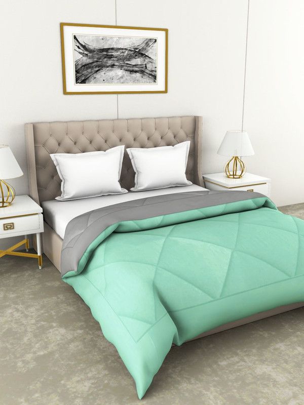 Bianca Abstract Double Comforter for AC Room  (Cotton, MINT/GREY)