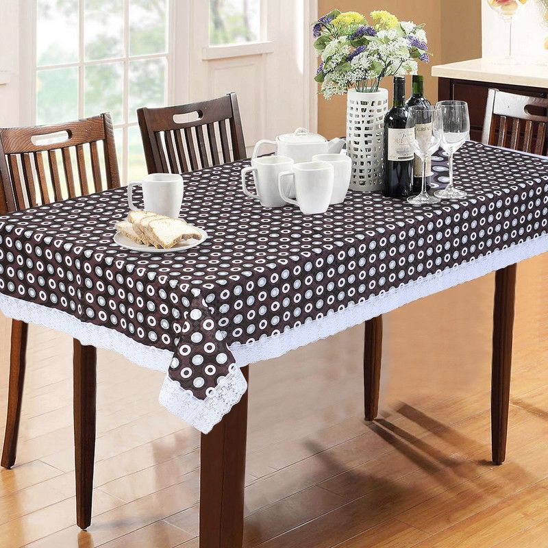 Dakshya Industries Printed 6 Seater Table Cover  (Grey, PVC)