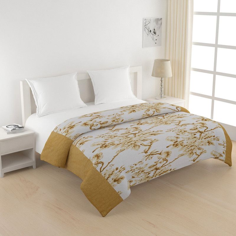 SWAYAM Floral Double Comforter for AC Room  (Cotton, Yellow,White)