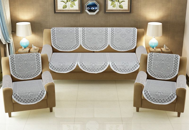 Bigger Fish Polycotton Abstract Sofa Cover  (Grey Pack of 16)
