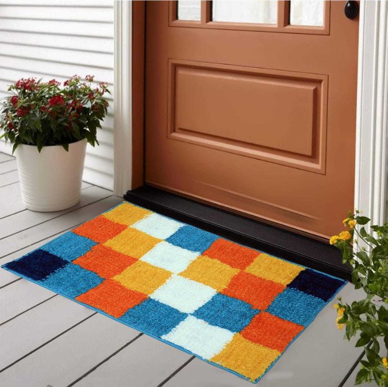 T Decor Microfiber Door Mat  (Multicolor, Free)