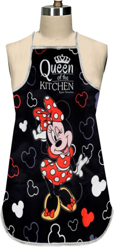 KUBER INDUSTRIES Polyester Home Use Apron - Free Size  (Black, Single Piece)
