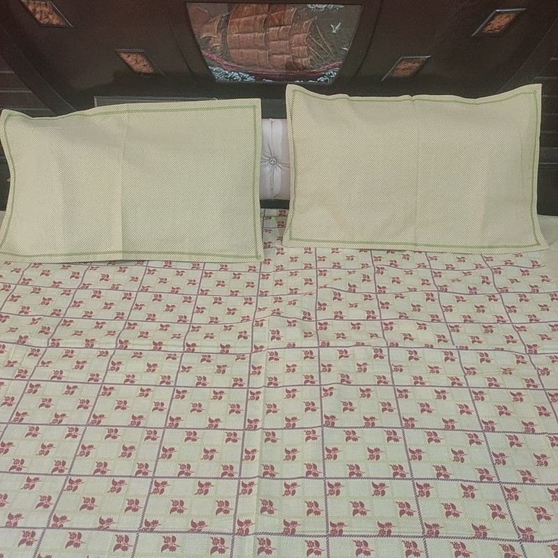 ANIKA CREATION 300 TC Cotton Double Printed Flat Bedsheet  (Pack of 1, Pink)