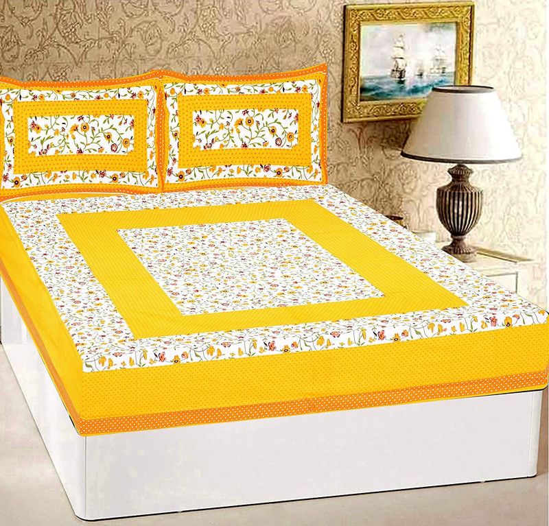 144 TC Cotton Double King Bedsheet  (Pack of 1, YB)