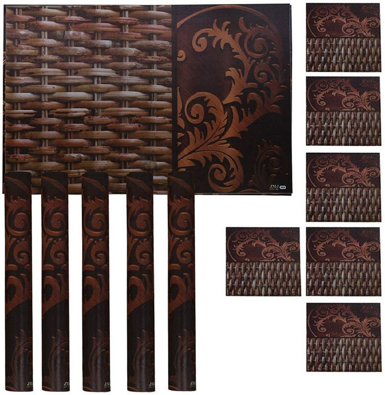 MONKDECOR Rectangular Pack of 12 Table Placemat  (Brown, PVC)