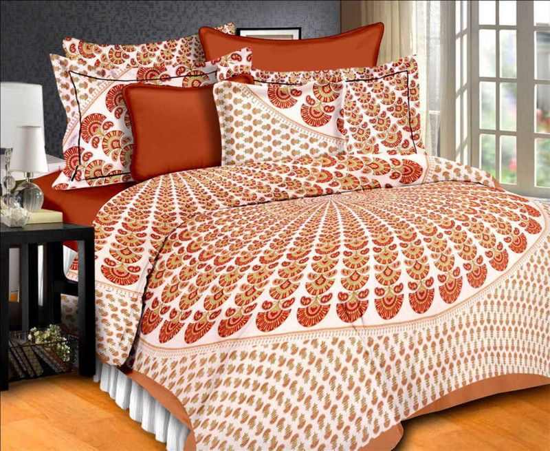 ChoiceUnique 200 TC Cotton Double Printed Flat Bedsheet  (Pack of 1, Multicolor)