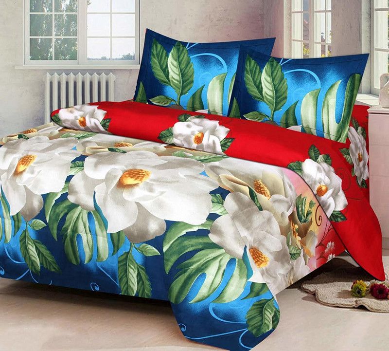 Ishan Handloom 180 TC Microfiber Double Floral Flat Bedsheet  (Pack of 1, Multicolor)