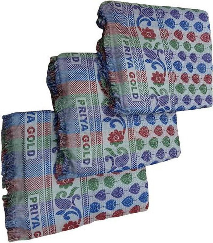 Tulsi Handloom Self Design Single AC Blanket for Mild Winter  (Cotton, Multcolor)
