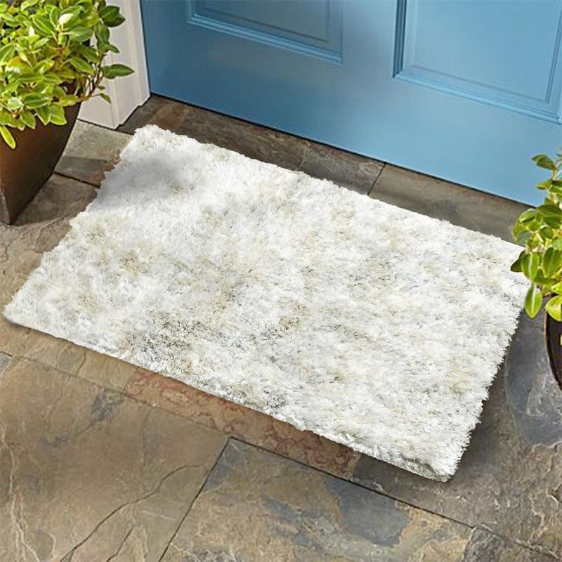 Furnicity Microfiber Door Mat  (White & Gold, Medium)