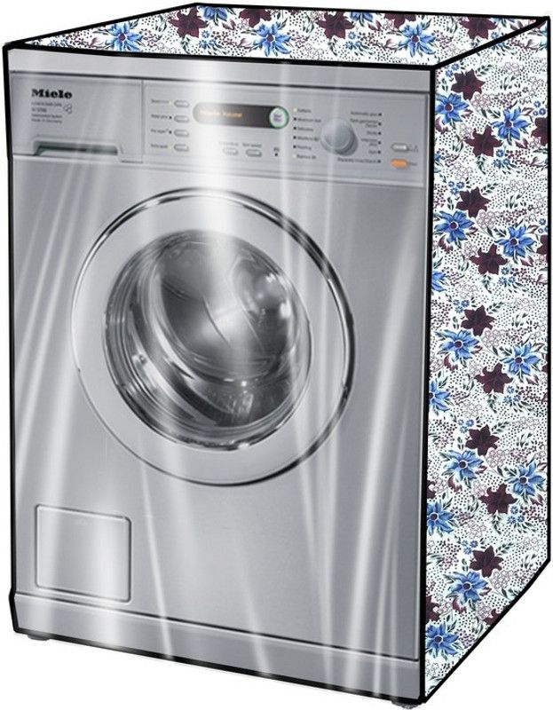 KVAR Front Loading Washing Machine Cover  (Width: 63 cm, Blue, White)