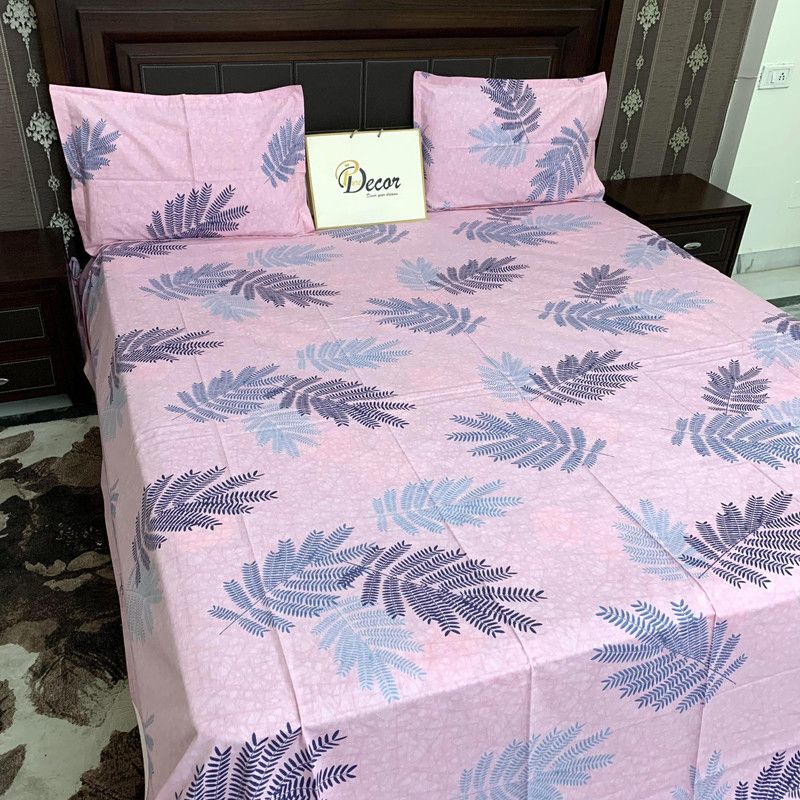 Pure Decor 250 TC Cotton King Embroidered Flat Bedsheet  (Pack of 1, Multicolor)