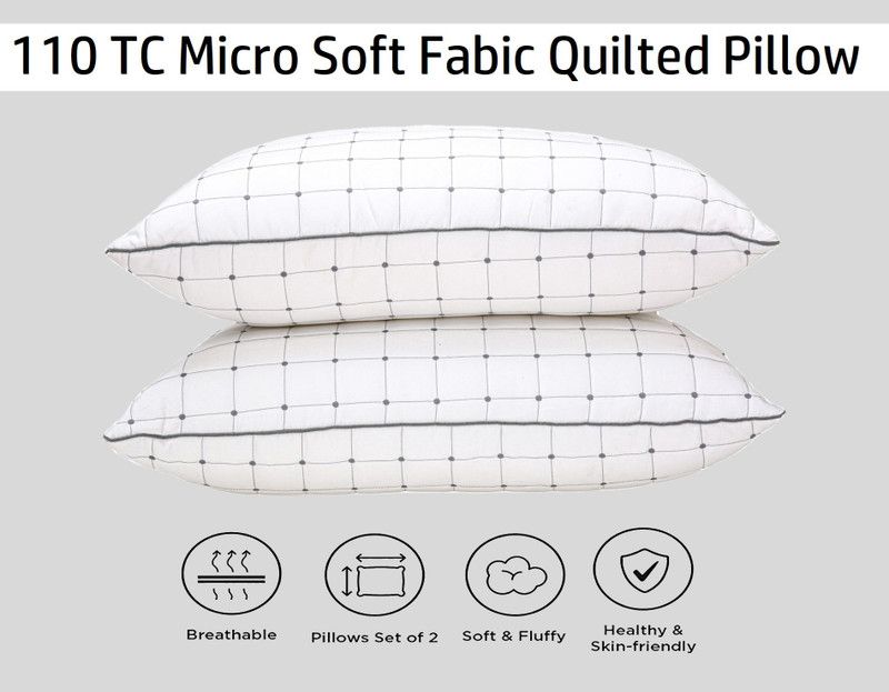 Sound Sleep Pillow Sleeping Pillow Inserts, Set of 2 Lightweight Microfiber 17x27 Inch insert Polyester Fibre Geometric Sleeping Pillow Pack of 2  (White)
