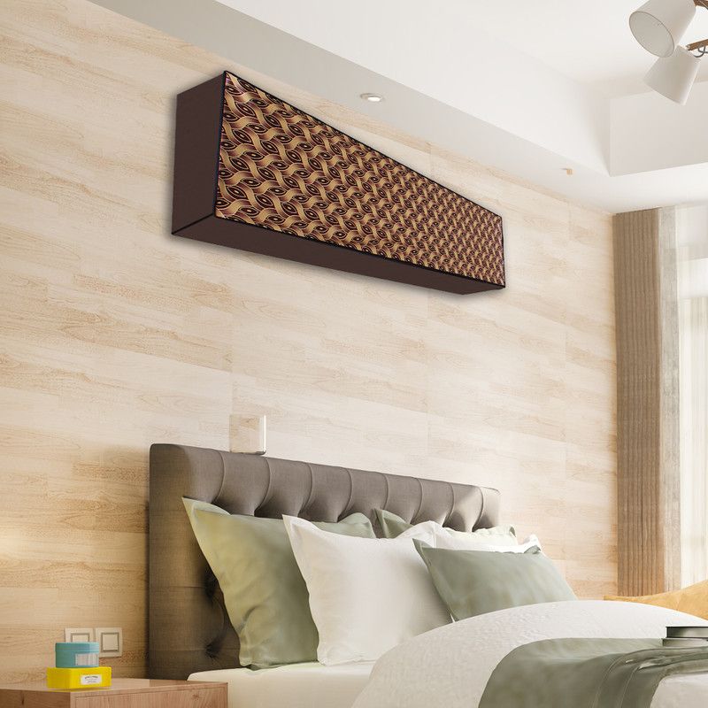 Glassiano Air Conditioner Cover  (Width: 89.154 cm, Gold, Black)