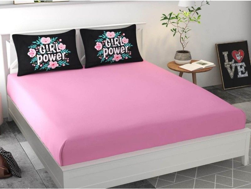 BELVOSTUM 251 TC Microfiber Double Solid Flat Bedsheet  (Pack of 1, Pink)