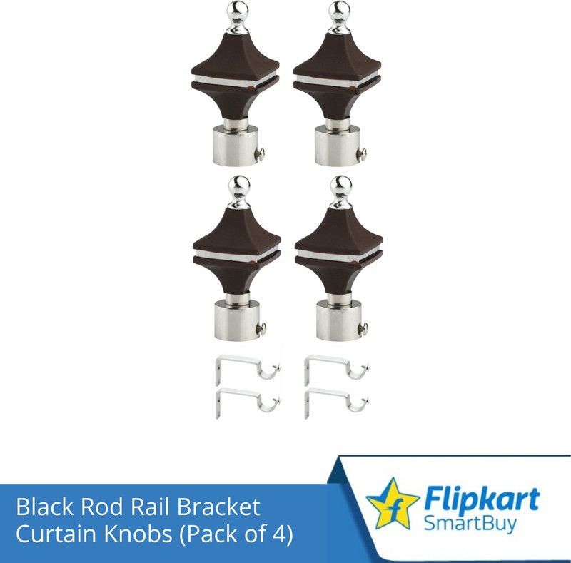Flipkart SmartBuy Black Curtain Knobs, Rod Rail Bracket Metal  (Pack of 8)