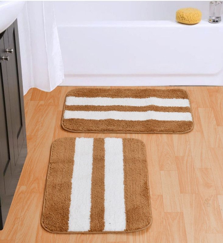 PICTAS Microfiber Door Mat  (Brown, White, Medium, Pack of 2)
