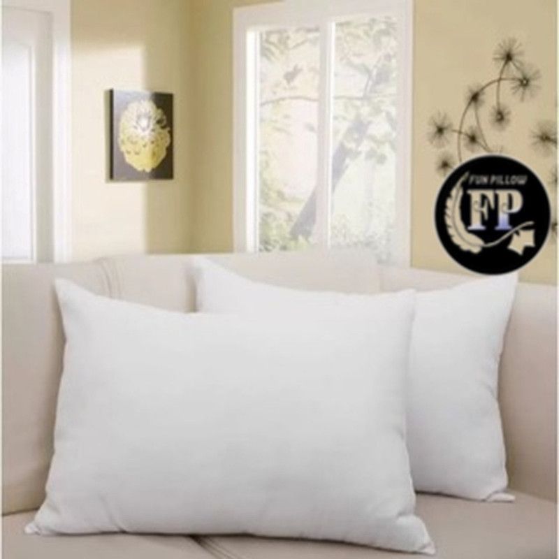 FUNPILLOW Polyester Fibre Solid Sleeping Pillow Pack of 2  (White)
