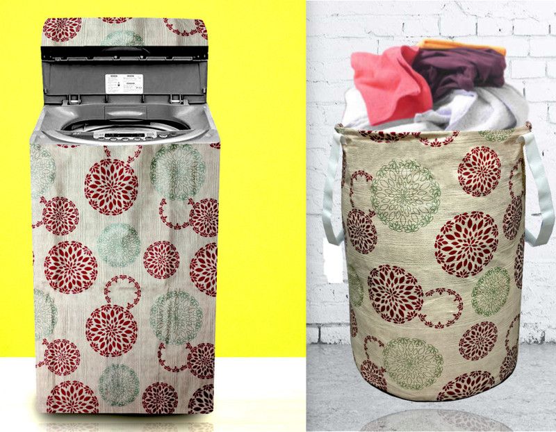 Comfort House Top Loading Washing Machine Cover  (Width: 58 cm, BEIGE, GREEN)