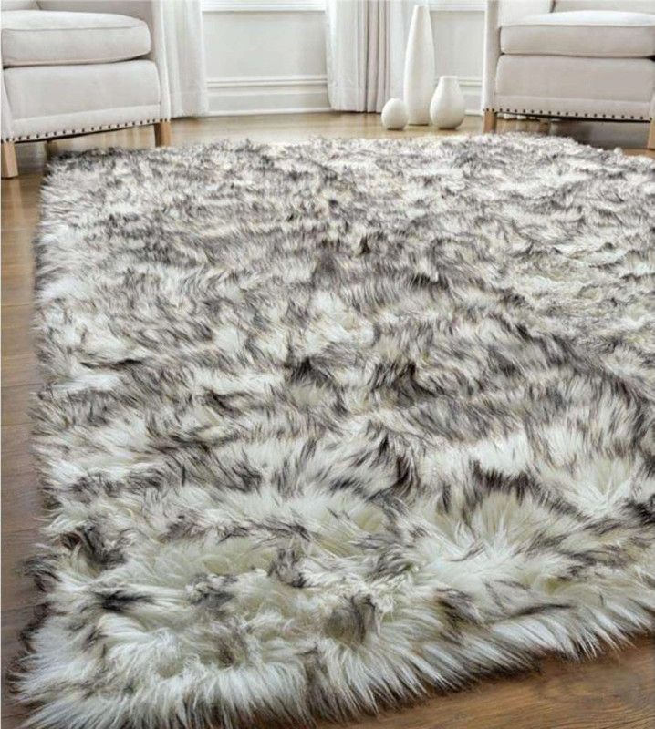 GFM Grey, White Polypropylene, Blended Area Rug  (92 cm, X 152 cm, Rectangle)