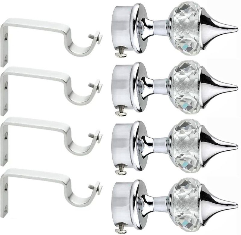 Ghazian Silver Curtain Knobs, Rod Rail Bracket Metal