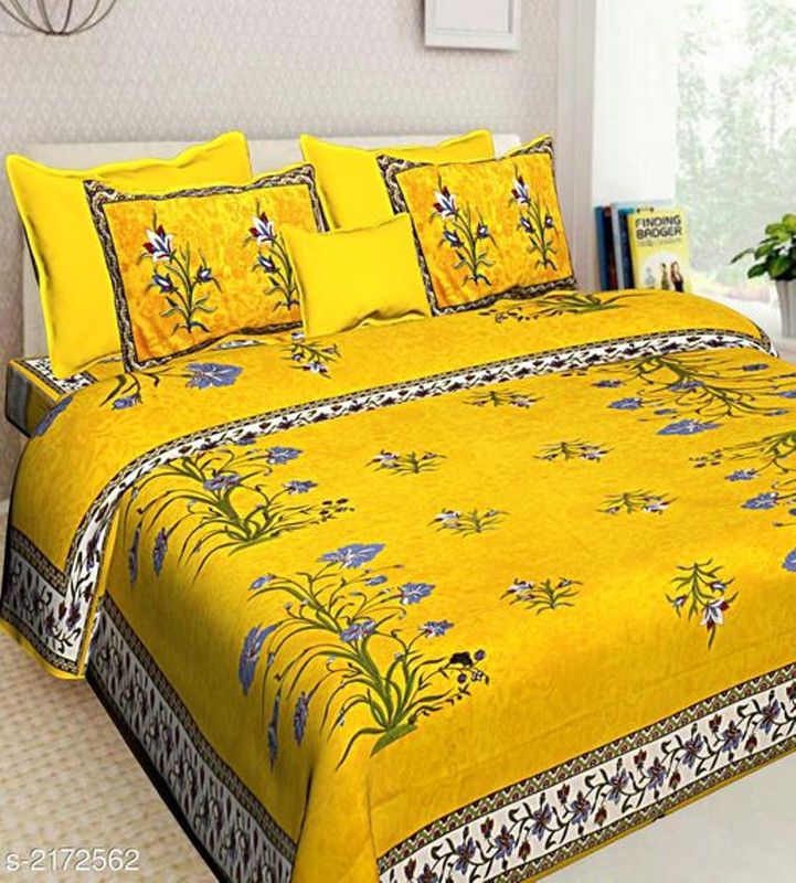 siddhanam 144 TC Cotton Double Printed Flat Bedsheet  (Pack of 1, Multicolor17)