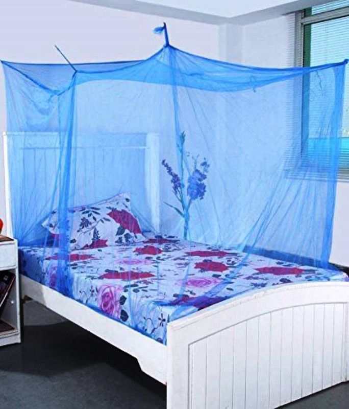 shriji creation HDPE - High Density Poly Ethylene Adults Washable 6.5X6.5 FEET BLUE PLAIN HANGING Mosquito Net  (Blue, Bed Box)