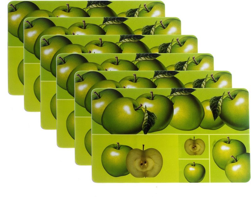 Rectangular Pack of 6 Table Placemat  (Green, Multicolor, PVC)
