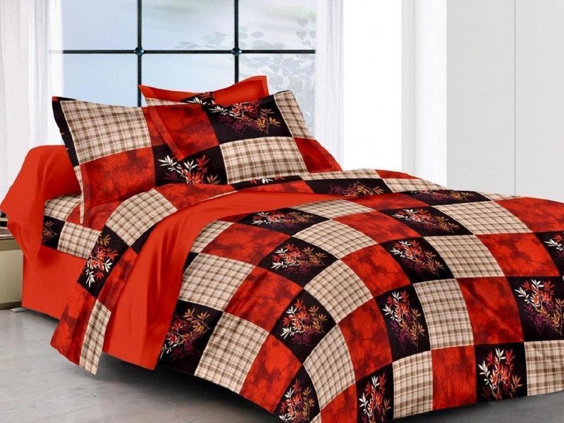 CHEVRON 144 TC Polycotton Double Geometric Flat Bedsheet  (Pack of 1, Multicolor)