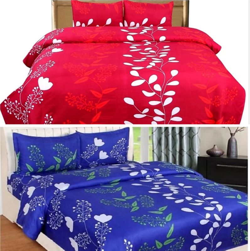 ENGUNIAS 180 TC Polycotton Double Cartoon Flat Bedsheet  (Pack of 2, Multicolor)