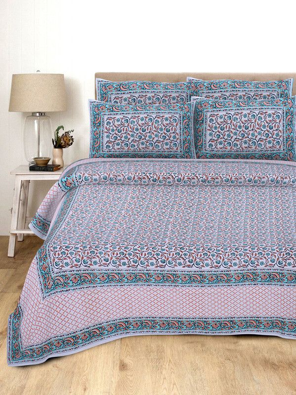 DLGM 250 TC Cotton Double Floral Flat Bedsheet  (Pack of 1, Green)