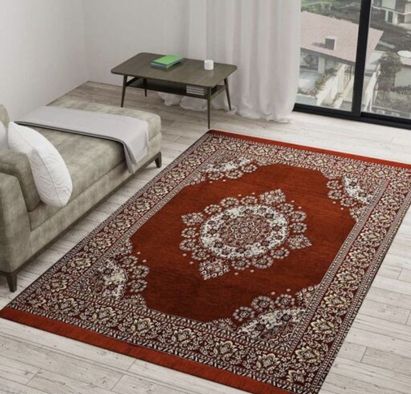 Nature A Maroon Cotton Carpet  (145 cm, X 210 cm, Rectangle)