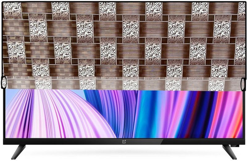KVAR LED TV Cover  (Width: 84 cm, White, Brown)