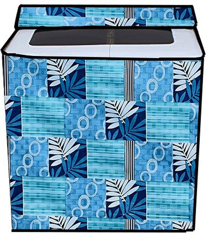 JM Homefurnishings Semi-Automatic Washing Machine Cover  (Width: 82 cm, Green, White)