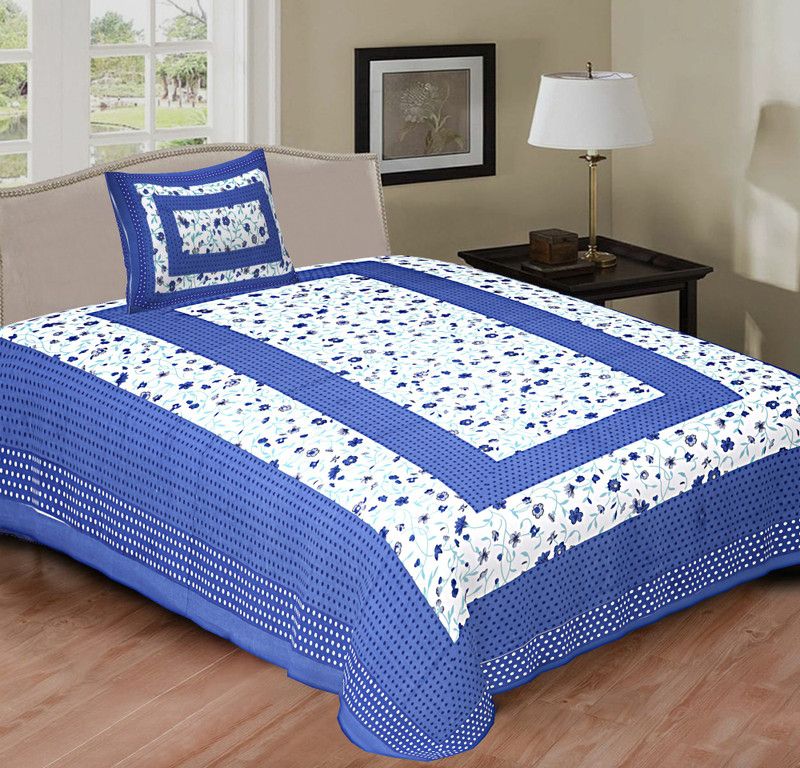 Fashion Vastra 144 TC Cotton Single Printed Flat Bedsheet  (Pack of 1, Multicolor)